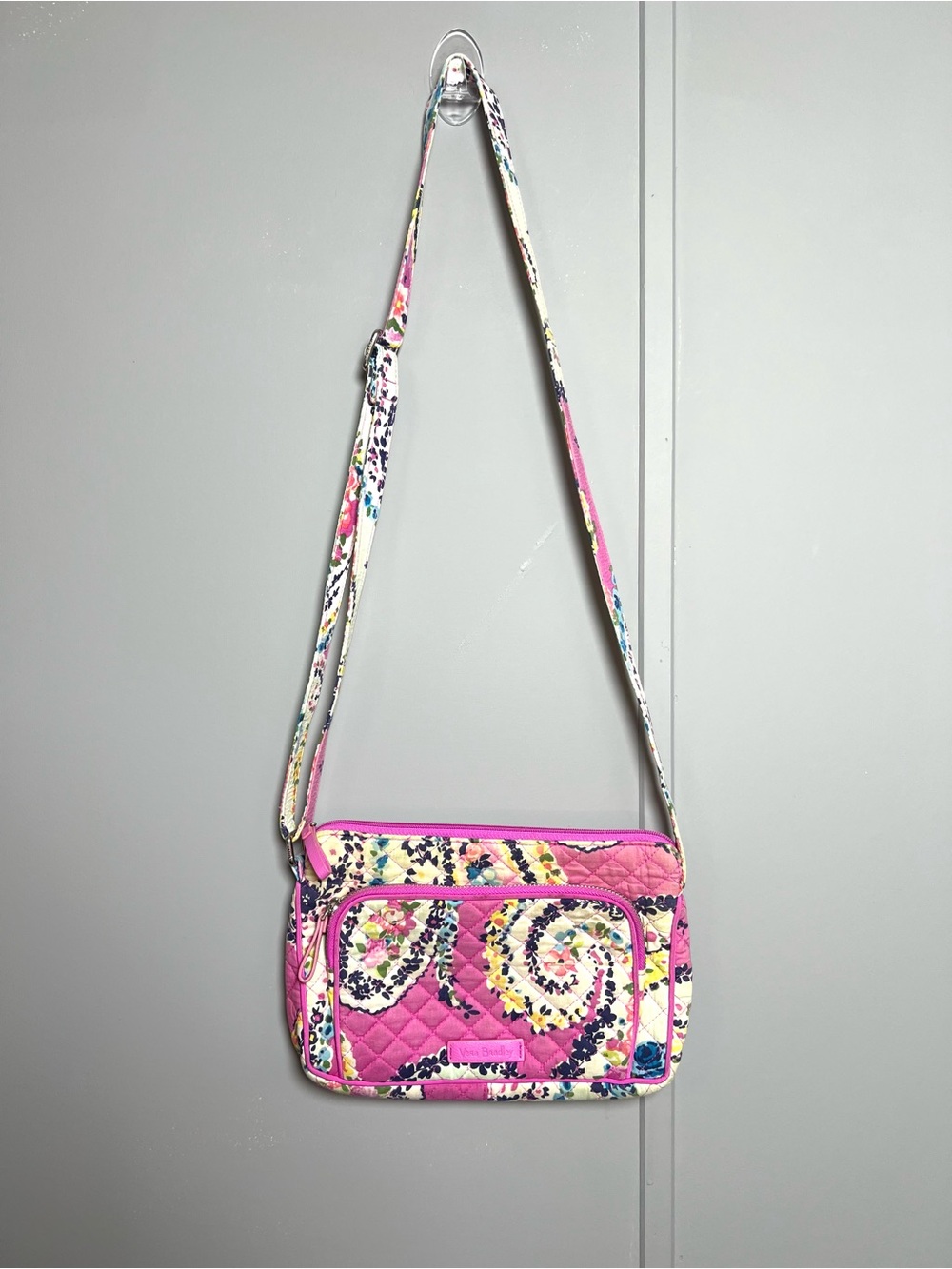 Vera Bradley Wildflower Paisley Quilted Crossbody Shoulder Bag Pink Floral Purse